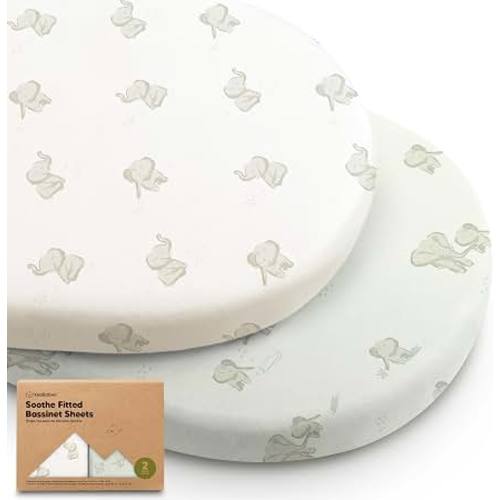 Amazon.com: 2-pk Organic Baby Bassinet Sheets Boys, Girls, Bassinet Fitted Sheet (Elly) | 100% Cotton Bassinet Mattress Sheets, Compatible with Halo Bassinest Swivel Sleeper, Graco, Baby Delight, Universal Fitted