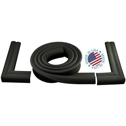 KidKusion Extra Long Hearth Cushion | Made in USA | Black | 14.33 Ft of Padding | Child Safety, Edge and Corner Guard, Baby Proof Fireplace Bumper - Twin XL