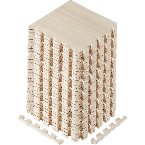 Yes4All 12,24,36 SQ.FT Wood Grain Puzzle Exercise Mat Protective Flooring, EVA Interlocking Foam Floor Tiles with Border for Home