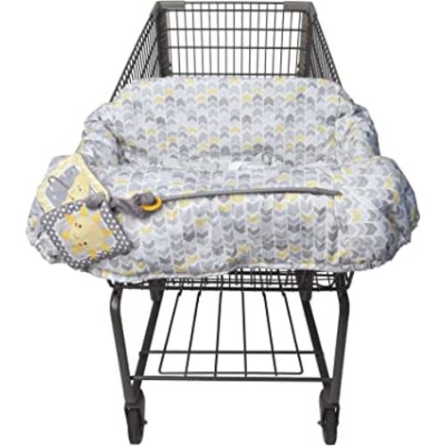 Boppy Shopping Cart and High Chair Cover, Sunshine Yellow and Gray Chevron with Changeable SlideLine Sun Book Toy, Plush Comfort with 2-point Safety Belt, Wipeable and Machine Washable, 6-48 Months