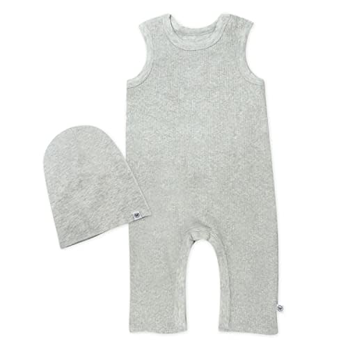 HonestBaby 2-Piece Sleeveless Romper and Beanie Cap Set One-Piece Jumpsuit Infant Boys, Girls, Unisex Baby Organic Cotton