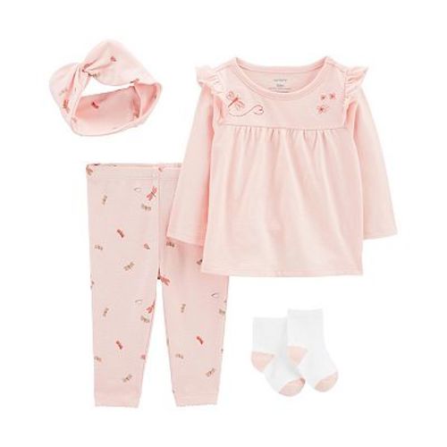 Baby Girl Carter's Top, Leggings, Socks & Head Wrap Set