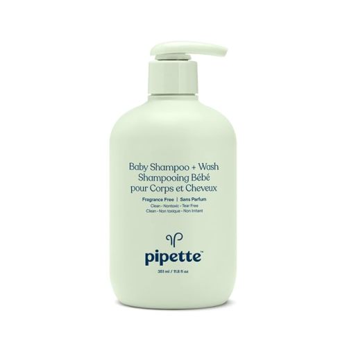 Pipette Baby Shampoo and Body Wash - Fragrance Free, Tear-Free Bath Time, Hypoallergenic, Moisturizing Plant-Derived Squalane, New Formula, 11.8 fl oz