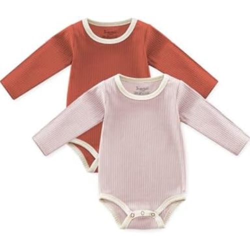 Jimonda Baby Bodysuit, 100% Organic Cotton Infant Long Sleeve Romper Gender Neutral Baby Clothes