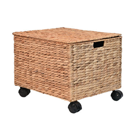 happimess Ashton 18.11" Classic Farmhouse Handwoven Hyacinth Rolling Filing Basket with Lid and 360 Degree Lockable Wheels & Reviews | Wayfair