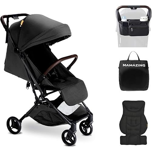 Lightweight Baby Travel Stroller with Carbor Fiber Frame, Compact & Airplane-Friendly, One-Handed Folding Design, 11.6 lbs, Perfect for Toddlers, Organizer & Cushion Included, Jet