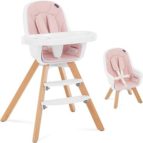 Evolur Zoodle 3 in 1 Convertible Baby High Chair in Pink