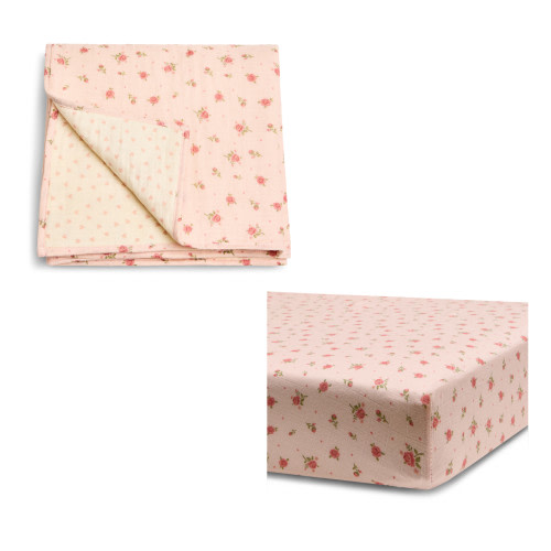 Tiny Kind Organic Cotton Muslin Sheet and Blanket Set - Little Roses