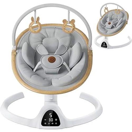 Baby Swings for Infants, Fasonbaby Bluetooth Infant Swing with Music Speaker with 3 Seat Positions, 5 Speeds and Remote Control - Portable Baby Swing for Indoor and Outdoor (White)