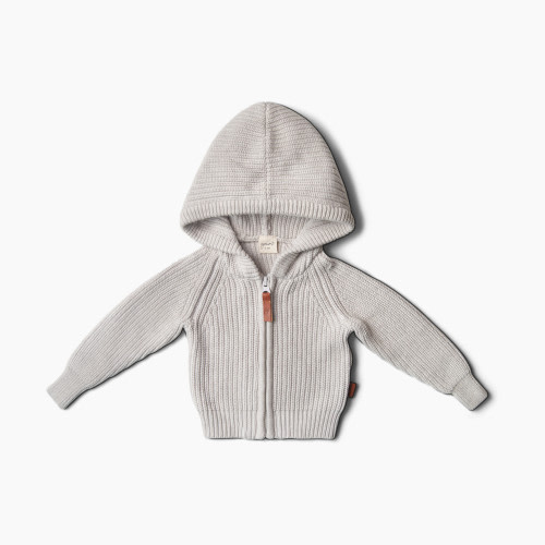 Goumi Kids Organic Cotton Knit Hoodie - Storm Gray, 12-18 Months