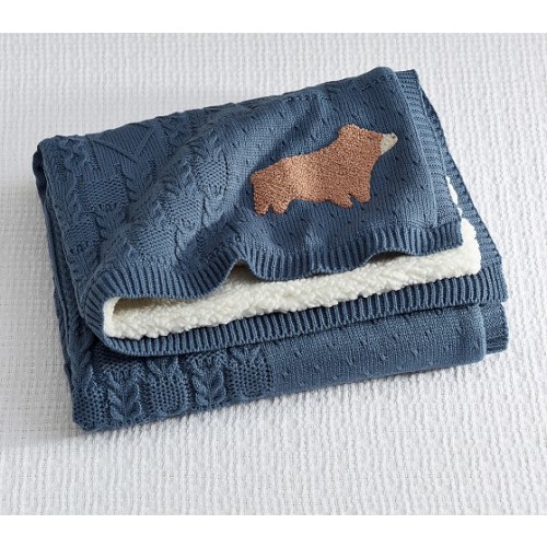 Bear Patchwork Cable Heirloom Baby Blanket | Pottery Barn Kids