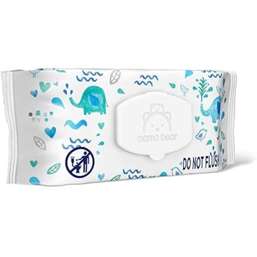 Amazon Brand - Mama Bear 99% Water Baby Wipes, Hypoallergenic, Fragrance Free, 72 Count
