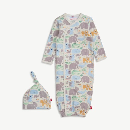 little lovin organic cotton magnetic open bottom gown + hat set – Magnetic Me