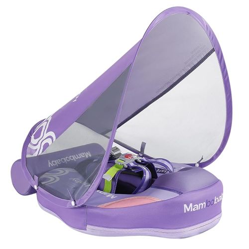 Mambobaby Float with Canopy, Non-Inflatable Swim Trainer for Infants and Toddlers 3-24 Months, Avoid Flip Design, UPF 50+, Safe & Comfortable Baby Pool Float