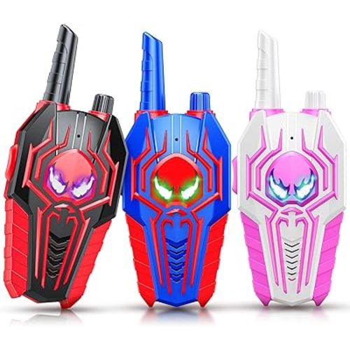 Spider Walkie Talkies for Kids Boys: 3 Pack Kids Walkie Talkies Toys Halloween for 3 4 5 6 7 8 9 10 Year Old Girls Boys Family Camping Outdoor Toys Two Way Radio Boy Girl Gift Age 3-12