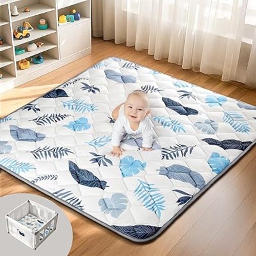 Baby Play Mats for Floor, 50x50 Playpen Mat, Thicken Cushioning Padding Foam Playmate for Baby and Toddlers Infants, Non-Slip & Machine Washable Tummy Time Mat