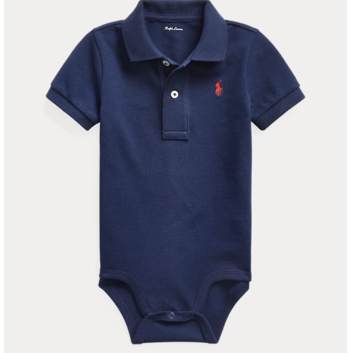 Cotton Mesh Polo Bodysuit | Ralph Lauren