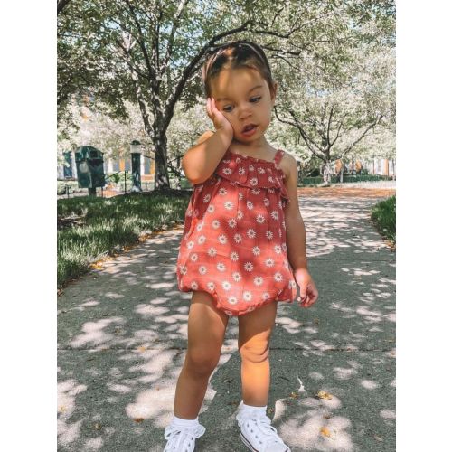 Muslin Ruffle Bubble Sunsuit, Daisy Dot