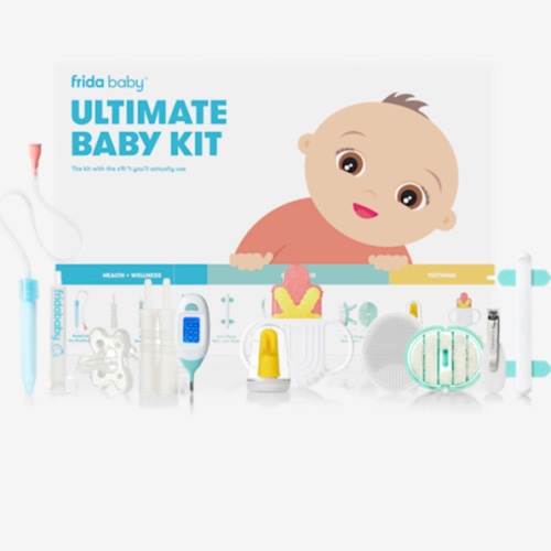 Frida Baby Ultimate Baby Kit, 10 piece New Born Essentials Gift Set Includes Wellness Sick Day, Gas Relief, Grooming Tools & Teething Toys