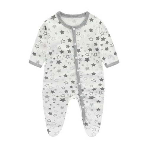 Stamzod Newborn Boys Girls Footies Romper Long Sleeve Print Toddler Jumpsuit Overall Button Down Cotton Soft Cute Baby onesie Pajamas 0-12M on Clearance