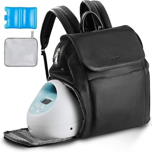 VEVOR Breast Pump Backpack, Breast Feeding Bag with Ice Pack, Compatible with Spectra S1 & S2, Portable Pump Carrying Case for Pump & Breastmilk Storage, Work, Travel, Daycare and Family Use, Black