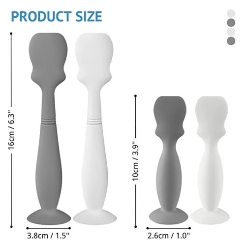 4 Pack Baby Diaper Cream Brush, Diaper Cream Spatula Applicator Silicone Baby Butt Paste Spatula for Babies, Newborn, 2 x Large Size, 2 x Small Size (2 x Gray, 2 x White)