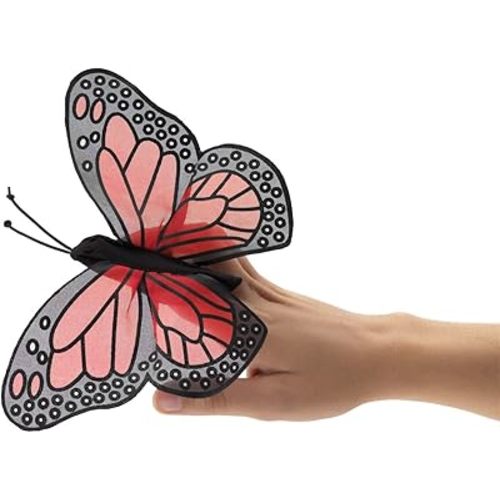 Folkmanis Mini Monarch Butterfly Finger Puppet, Orange, Black