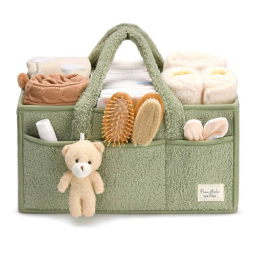 PeraBella Diaper Caddy Organizer for Changing Table, Storage Basket for Wipes, Gift for Baby Shower, Car Organizer, Nursery Organizer, Portable Storage