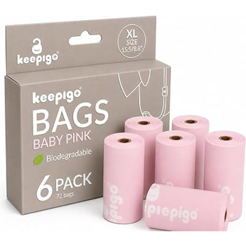 Compostable Disposable Diaper Bags | 6 Rolls, 72 Leak-Proof, XL Biodegradable Baby Poop Bags | Eco-Friendly Diaper Trash Bags for Home, Travel, Pet Waste | Odor-Free Essentials for Newborns,