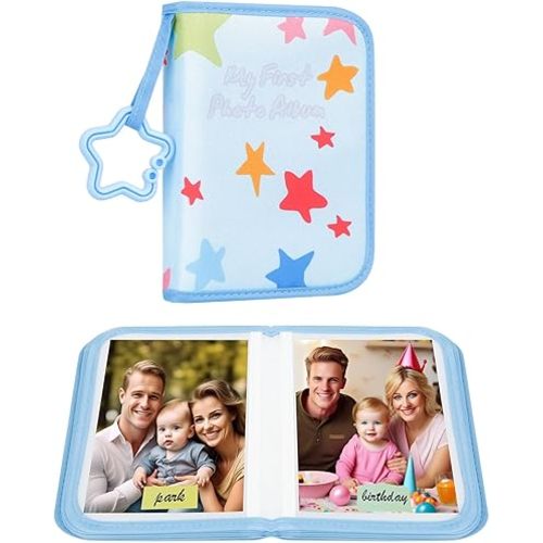 Baby's My First Photo Album for Baby Holds 21 4x6 Photos, Baby Photo Album Soft Cloth Family Book, My First Family Album for 4x6 Baby Shower Kids Toddlers Family Pictures, Toddler Photo Album (Blue)