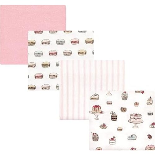 Hudson Baby Unisex Baby Cotton Flannel Receiving Blankets, Sweet Bakery, One Size