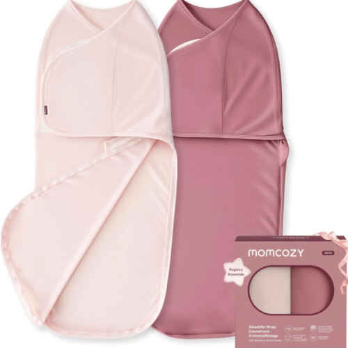 Momcozy Swaddles for Newborns, Quiet Fastener Suitable for Infant 0-3 Months, New-Parent-Friendly Swaddle Sack, Reduce Startle Reflex, Newborn Boys Girls Registry Essentials, 2-Pack, Bloom