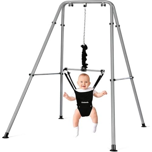 Cowiewie 2 in 1 Baby Jumper, with Strong Support Stand and Baby Walking Harness Function, Fun Activity for 6-24 Months Baby Infant