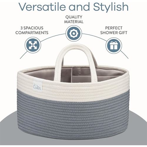 Comfy Cubs Diaper Caddy Organizer- Large Portable Baby Diaper Caddy Nursery Storage Bin and Car Travel Basket - Tote Bag with Dividers for Diapers & Wipes, Pacific Blue