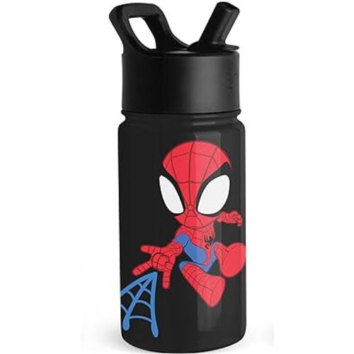 Simple Modern Spiderman Kids Water Bottle with Straw Lid | Marvel Insulated Stainless Steel Reusable Tumbler Gifts for School, Toddlers, Boys | Summit Collection | 14oz, Spidey Kid