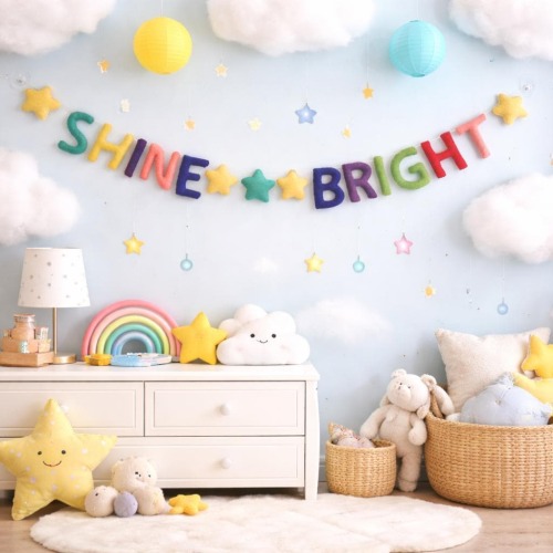 Shine Bright Garland, Birthday Graduation Party Banner, Nursery Kids Room Decor