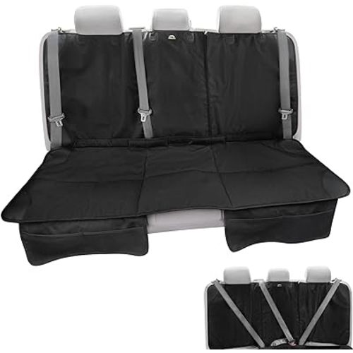 Car Seat Protector, Under Child Car Seats Cover | Waterproof, 3 Functional Rear Belts, Baby Carseat Cushion, Covers Fabric and Leather Seats | 4Pockets Non-Slip Thick Padding
