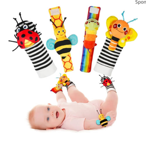Amazon.com: Infinno Baby Wrist Rattle Socks and Foot Finder Set, Perfect Baby Toys for 0-12 Months Newborn Boys and Girls As Shower Gifts, Garden Bug Series : Toys & Games