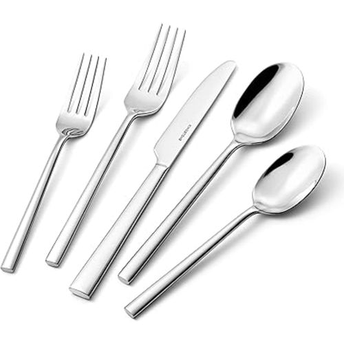 KINGSTONE Silverware Set, 40-Piece Forged Flatware Set Cutlery Set Premium Stainless Steel, Service for 8, for Kitchen, Home, Wedding, Party, Mirror Polished and Dishwasher Safe