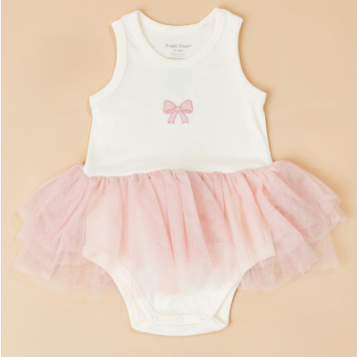 Giselle Bow Tank Tutu Bodysuit in Pink | Tullabee