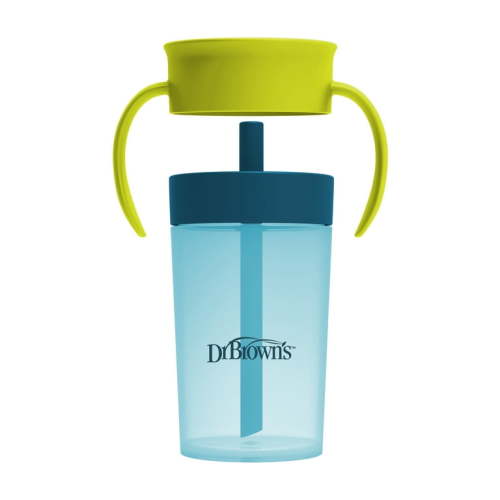 Dr. Brown's Milestones Straw-to-360 Convertible Toddler Cup Set, Blue/Green, 10 oz, 9m+, 1 Pack
