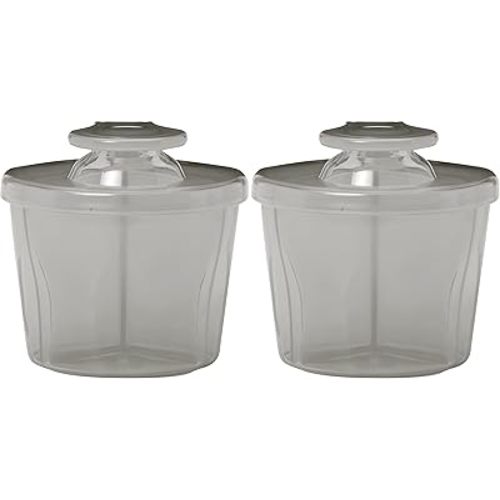 Dr. Brown's Baby Formula Dispenser with Snap-On Lid for On-The-Go Feedings,Milk Powder Dispenser for Traveling with Infant,Gray (Pack of 2)