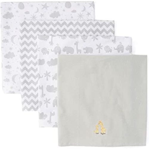 Spasilk Baby 4 Pack 100% Cotton Flannel Receiving Blanket