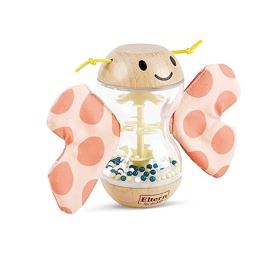 Hape Wooden Rainstick Rattle - Rosalie Wooden Rain Stick Colorful Butterfly Shape with Removable Wings - Wooden Early Learning Toy - Sensory Toys for Early Ages