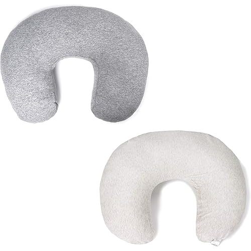 Pro Goleem Nursing Pillow Cover 100% Jersey Cotton 2 Pack Soft Feeding Pillow Slipcover for Breastfeeding Moms Fits Standard Infant Nursing Pillow or Positioner Grey for Boys and Girls