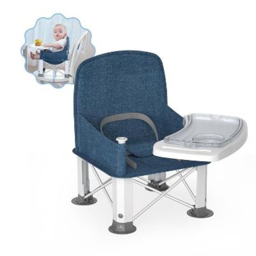 BabyBond Baby Travel Booster Seat with Double Tray, Blue