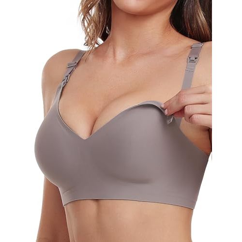 Vinfact Smooth Nursing Bras for Breastfeeding Seamless Maternity Bras for Pregnancy Wireless Bralette with Extra Bra Extender