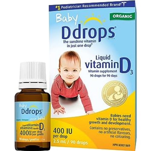 Organic Baby Ddrops 400 IU 90 drops - Daily Liquid Vitamin D for Infants