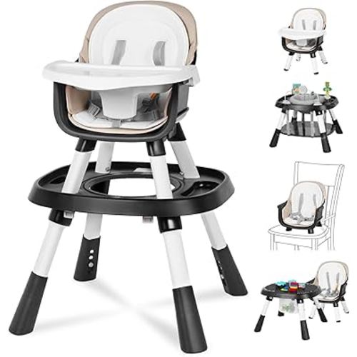 15-in-1 Convertible High Chair for Toddlers - BPA-Free Baby Chair with Building Block Table, 5-Point Harness, Easy Clean (6M-6Y, Black