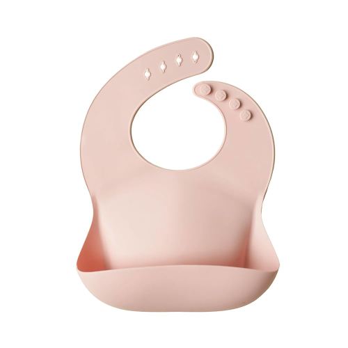 mushie Silicone Baby Bib | Adjustable Fit Waterproof Bibs (Blush)